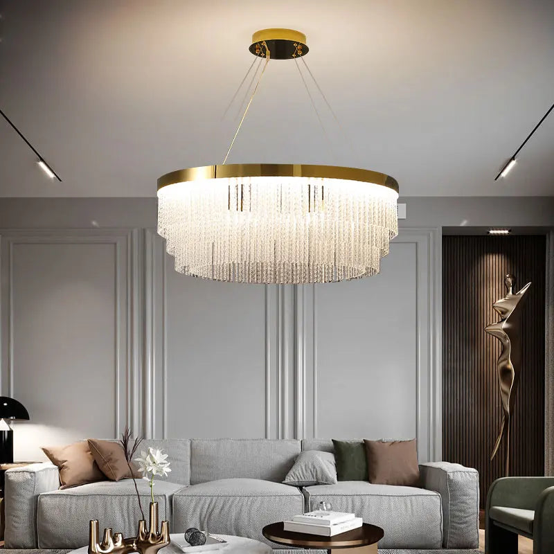 Axyaa Lumina Glass Chandelier - Modern Luxury Lighting for Living Spaces