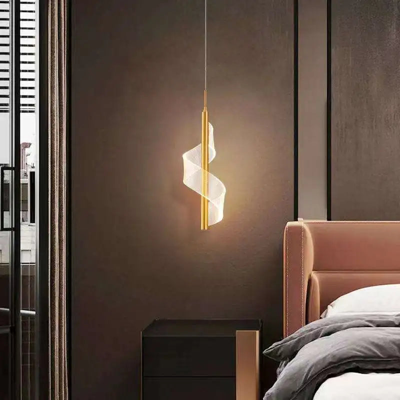 Axyaa Spiral Acrylic Pendant Lamp: Modern Nordic Design for Bedroom or Living Room