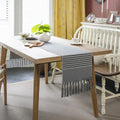 Axyaa Jacquard Plaid Table Runner with Tassels for Farmhouse Decor