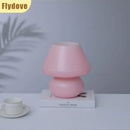 Axyaa Striped Glass Mushroom Table Lamp for Bedroom Decoration and Reading Lighting