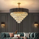 Axyaa Crystal Pendant Chandelier for Modern Luxury Living Room, Villa, Hall, Bedroom, and Dining Area
