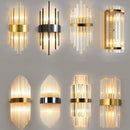Axyaa Modern Black Gold Crystal Wall Lights for Bedroom Living Room Home Décor LED Sconce Fixtures