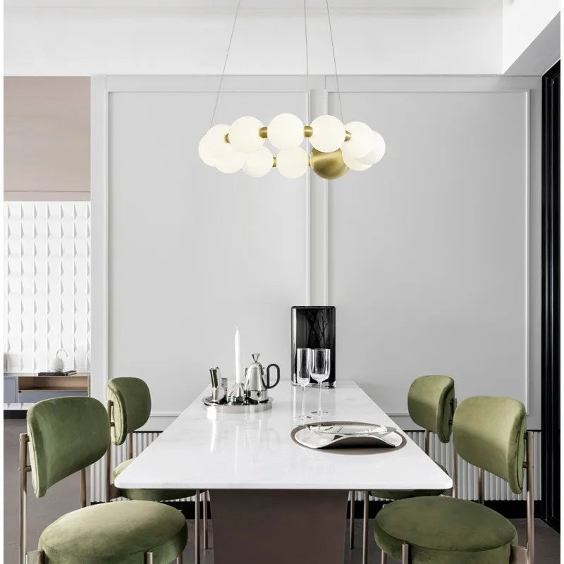 Axyaa White Acrylic Nordic Chandelier Pendant Ball Lamp for Dinning Decor
