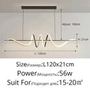 Axyaa Modern LED Dining Chandelier Linear Wavy Pendant Lights for Home Decor