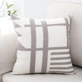Axyaa Embroidered Burlap Square Pillow Cover 45x45cm White Gray Black Home Decor