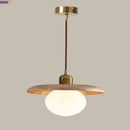 Axyaa Antique Brass LED Pendant Lamp with White Glass, Retro Design, Adjustable Height