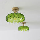 Axyaa Green Glass LED Ceiling Light Modern Home Decor Iron Copper Lampara Techo