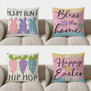 Axyaa Colorful Bunny Butts Happy Bun Pillow Cover