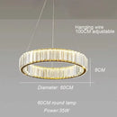 Axyaa Golden Chrome LED Crystal Round Ring Chandelier - Modern Ceiling Lamp for Home Decor