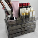 Axyaa Clear Makeup Organizer Set | Large Capacity Cosmetic Storage Drawer Box
