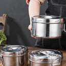 Axyaa Stainless Steel Compartment Lunch Box - Anti-scalding Round Fast Food Cup