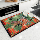 Axyaa Flower Print Drying Mat: Absorbent, Anti-Slip Placemat for Table Cups