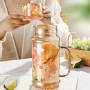 Axyaa Flower Glass Water Jug with Lid: Cute Design, High Borosilicate, Kitchen Housewares