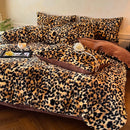 Axyaa Winter Coffee Fleece Quilt Set - Thickened Imitation Rabbit Hair - 4 Piece