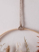 Axyaa Rustic Wooden Wall Hanging Vase with Dried Flowers & Jute Rope Decor
