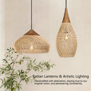 Axyaa Wabi-Sabi Rattan Pendant Light - Hand-Woven E27 Boho Lamp