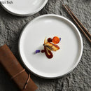 Axyaa Ceramic Dinner Plate Set - Round Tableware for Main Dishes, Steak, Sushi, and Desserts