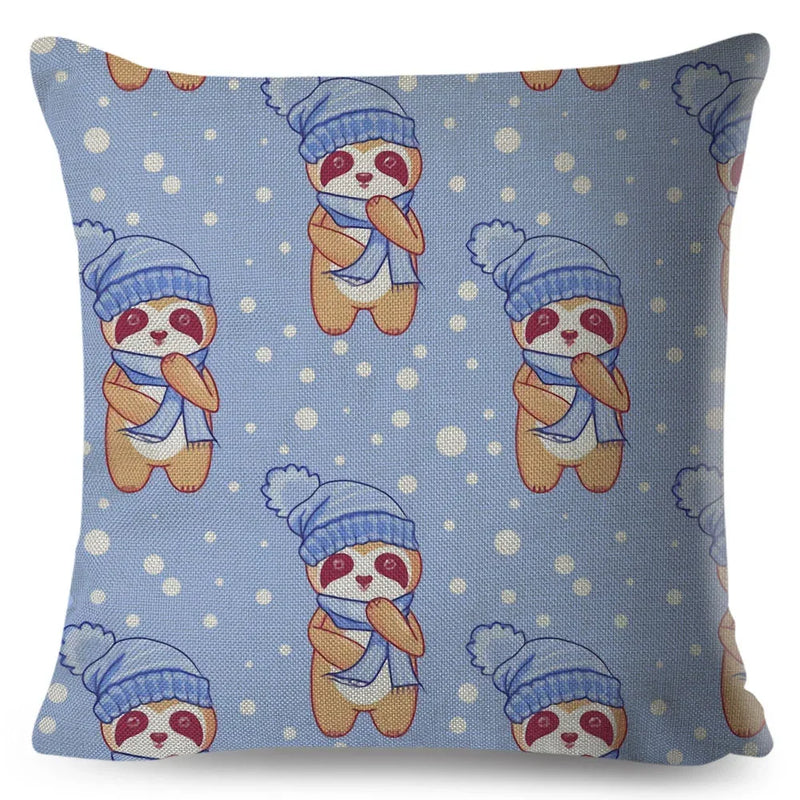 Axyaa Cat Cushion Cover: Decorative Linen Pillow for Home, Sofa, Children's Room