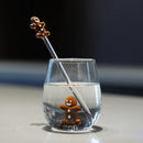 Axyaa 3D Gingerbread Man Glass Cup with Stirring Stick - Christmas Decor Home Tumbler