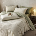 Axyaa Jacquard Cotton Bedding Set King Queen Size Duvet Cover Pillowcase Cozy Soft