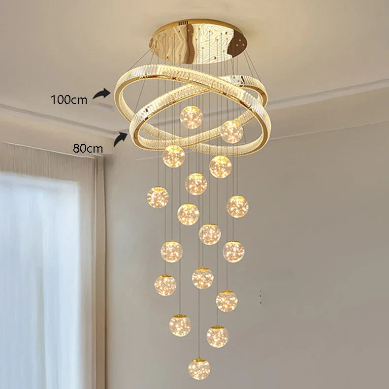 Axyaa Staircase Chandelier - Elegant Ceiling Lights - Hall Indoor Lighting Fixtures