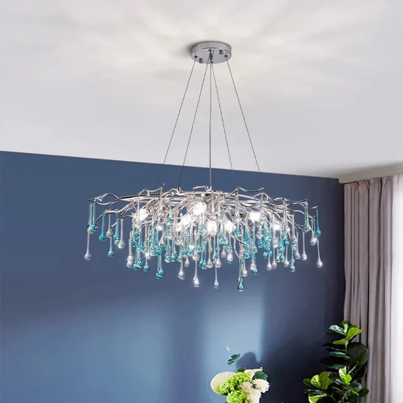 Axyaa Dual Color Glass Chandelier for Modern Living Room Lighting