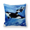 Axyaa Ocean Blue Whale Throw Pillow Cover, 45x45CM, Sea Fish Decor Pillows