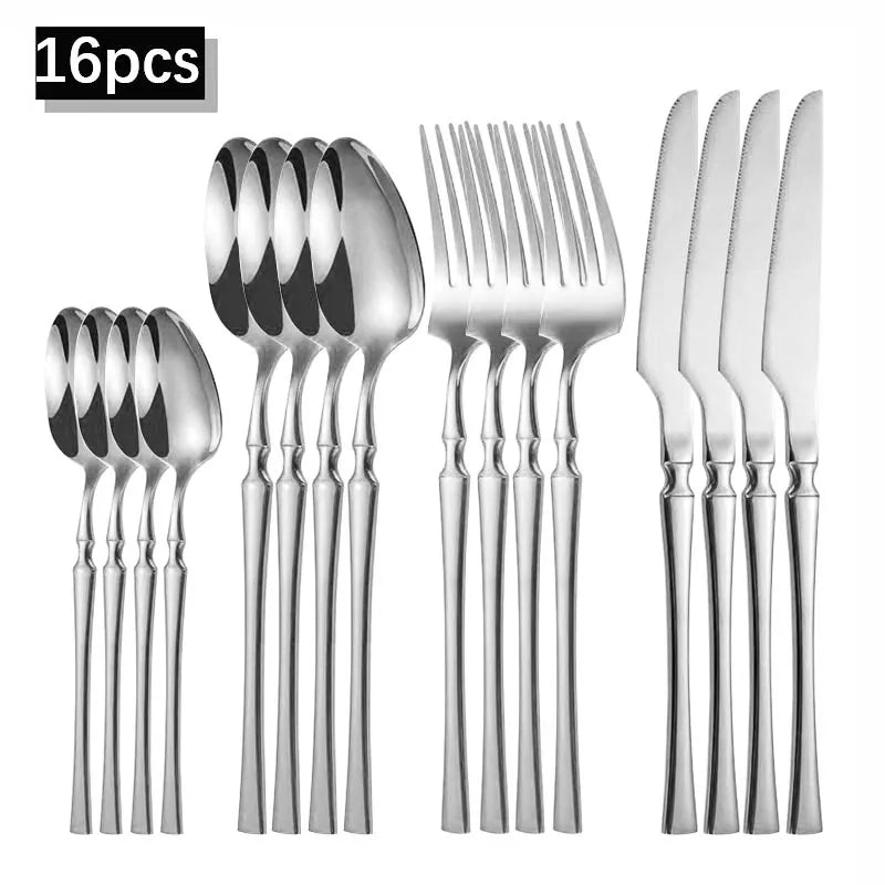 Axyaa 24-Piece Stainless Steel Cutlery Set for Restaurant Banquets