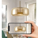 Axyaa Nordic Amber Glass Ceiling Chandelier Pendant Light for Living Room Bedroom Kitchen