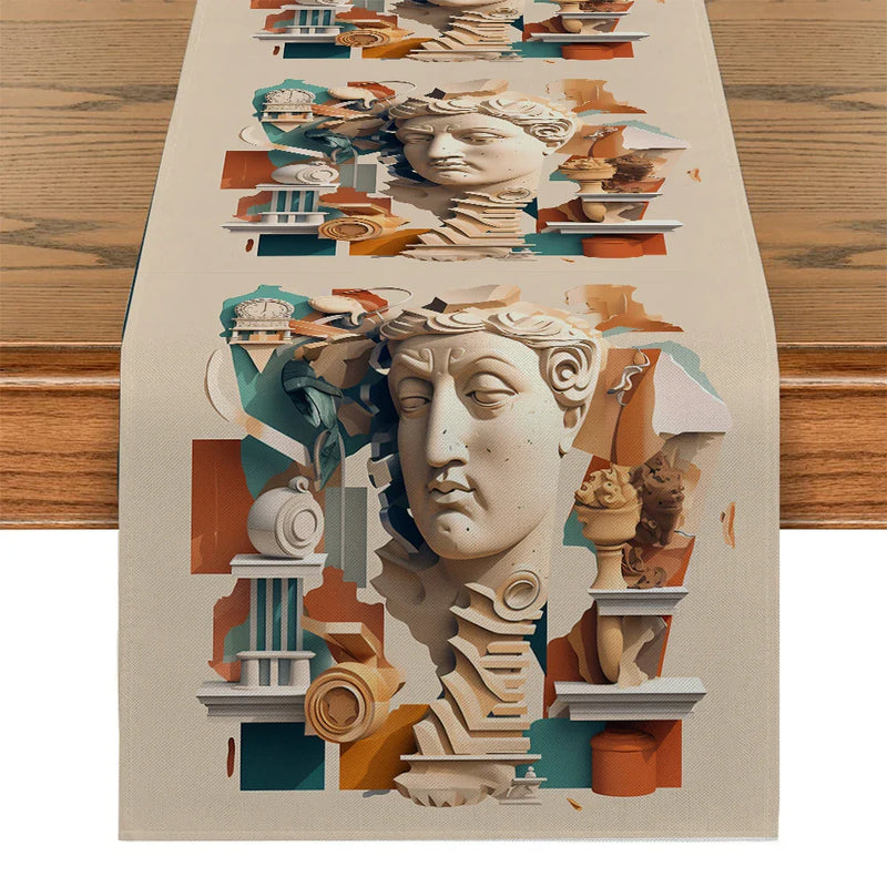 Axyaa Abstract Sculpture Pattern Table Runner for Wedding Party Dining Decor