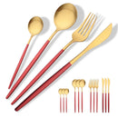 Axyaa 16-Piece Red Gold Matte Stainless Steel Cutlery Set