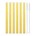 Axyaa Glass Straws Set of 6 with Cleaning Brushes | Reusable Colourful Drinking Straws