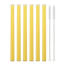 Axyaa Glass Straws Set of 6 with Cleaning Brushes | Reusable Colourful Drinking Straws