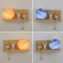 Axyaa LED Planet Glass Wall Lamp with Wood Base for Children's Room Home Decor