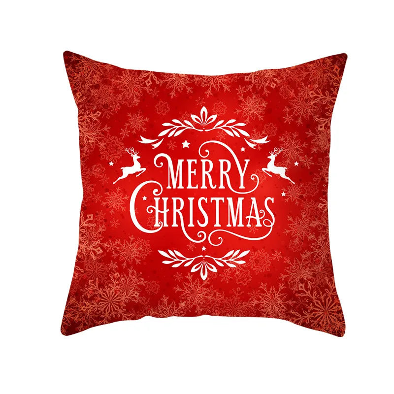 Axyaa Christmas Gift Pillowcase Red Print Cushion Cover for Home Sofa