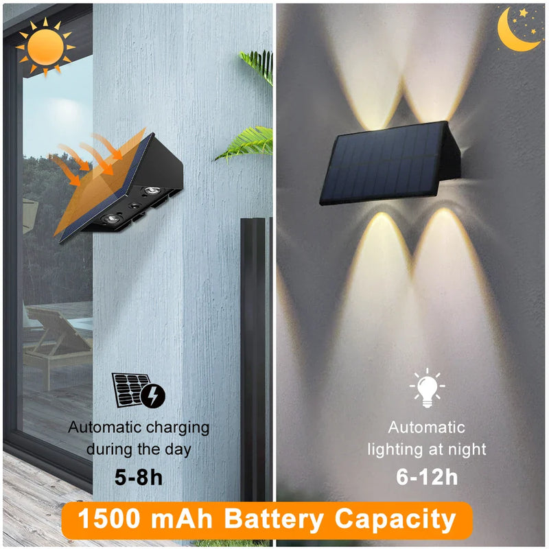 Axyaa Solar Fence Lights: Up Down RGB Luminous Outdoor Garden Wall Lamps