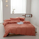 Axyaa Solid Color Washed Cotton Duvet Cover Set with Pillow Case