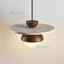 Axyaa Walnut Wood Chandelier Stone Pendant Light - Home Decor Lighting