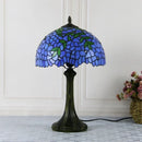 Axyaa Blue Tiffany Glass LED Table Lamp for Home Living Room Bedroom Hotel