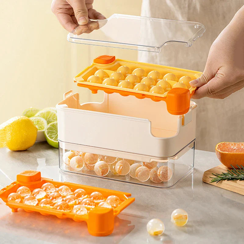 Axya Press Ice Mold Tray with Lid - Bar & Kitchen Accessory for Ball Ice