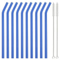 Axyaa Glass Straw Set with Brush, 10pcs Reusable Bent Milkshake Drinking Straws