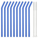 Axyaa Glass Straw Set with Brush, 10pcs Reusable Bent Milkshake Drinking Straws