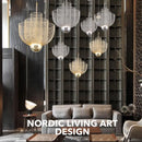 Axyaa Modern Metal Grid LED Chandelier for Home & Store Lighting