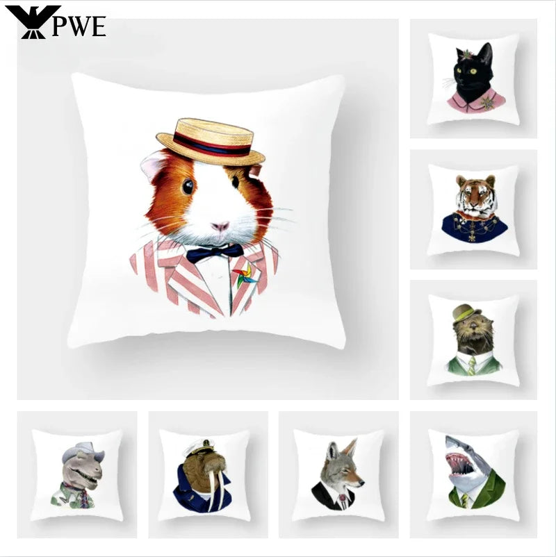 Axyaa Cartoon Animal Print Pillowcase for Home Decor