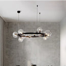 Axyaa Black Glass Ball Chandelier LED Pendant Lamps for Modern Home Decor
