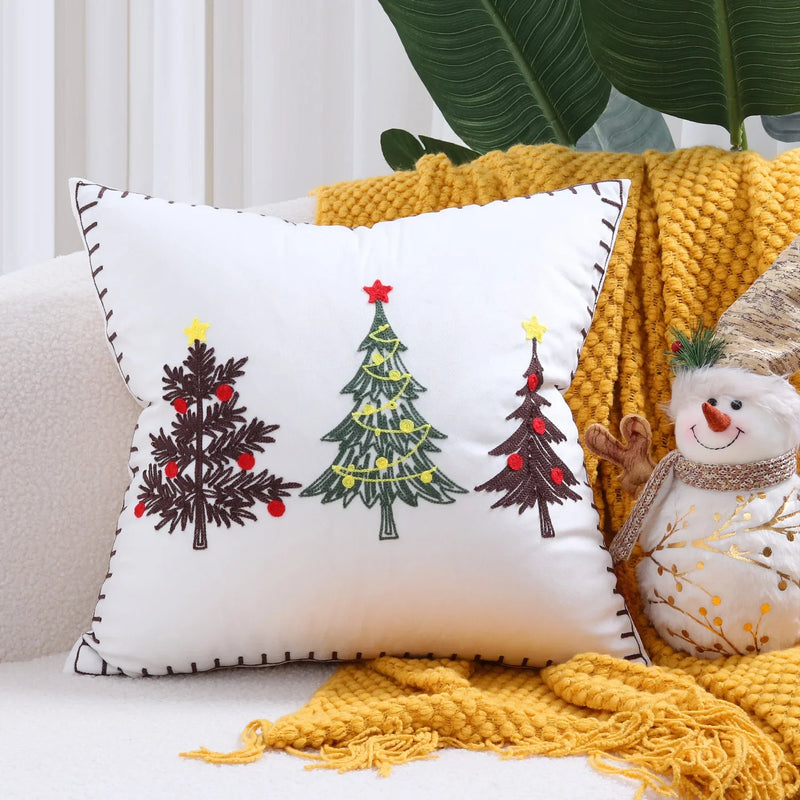 Axyaa Christmas Letter Pillow Cover Gold Holly Jolly Snowflake Soft Cushion Cover