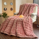 Axyaa Cozy Rabbit Fur Throw Blanket: Soft Plush Sofa Bed Autumn Winter Warm Blanket