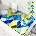 Geometric Color Blocks Kitchen Drying Mat by Axyaa