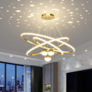 Axyaa Nordic Starry Sky Chandelier Black Golden LED Pendant Lights with Remote Control