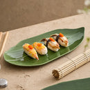 Axyaa Bamboo Leaf Ceramic Dessert Plate - Creative Sushi Plate & Kitchen Tableware